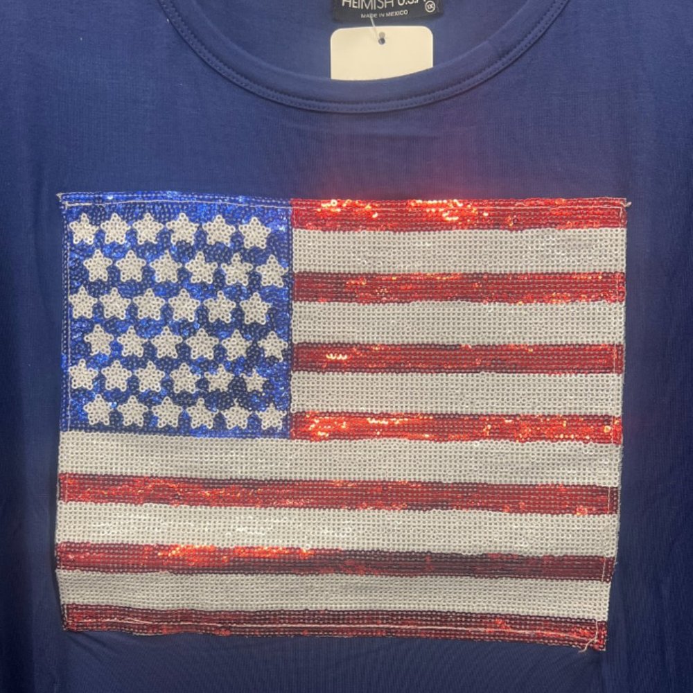 Plus Solid Top With Sequins Flag Patch - image 3